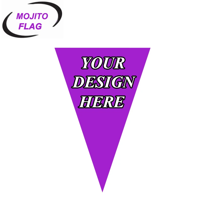 Custom Pennant Banner, Print Your Own Logo, Design Words, Vivid Color,Canvas Header,Double Stitched, 100D Polyester