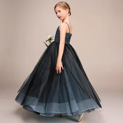 Dideyttawl Customized Tulle Spaghetti Straps Flower Girl Dresses For Wedding Kids Girl Long Formal Birthday Party Gown Princess