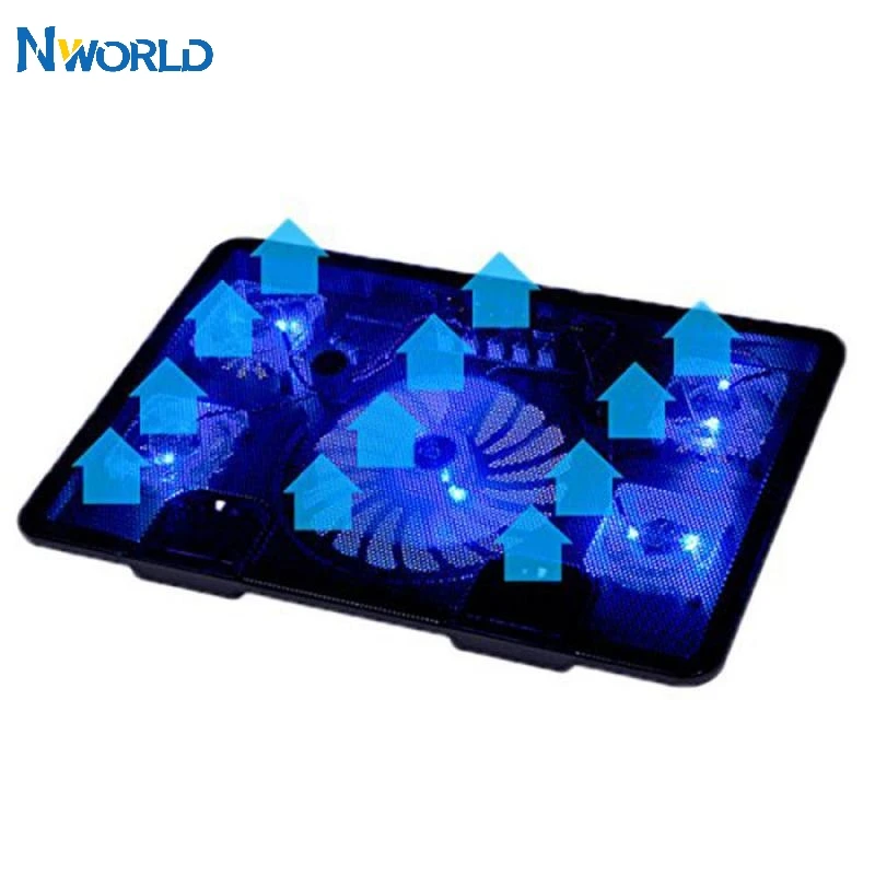 Genuine 5 Fan 2 USB Laptop Cooler Cooling Pad Base LED Notebook Computer Cooler USB Fan Stand For Laptop PC 10''-17'' Hot sale