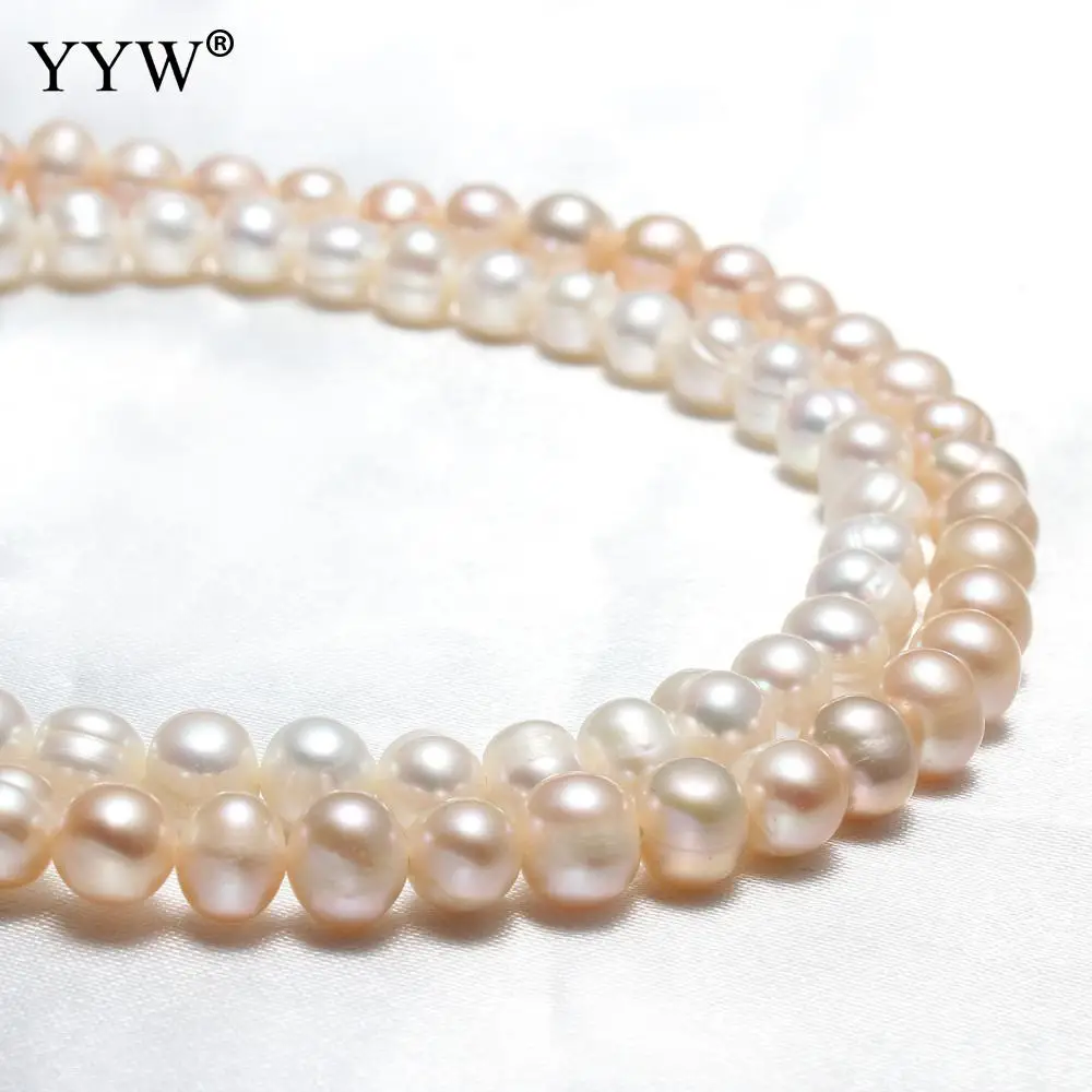 Cultured Baroque Freshwater Pearl Beads  7-8mm White Natural Pearl  for DIY Jewelry Making 14 -15 Inch Strand Big Loose Pearls