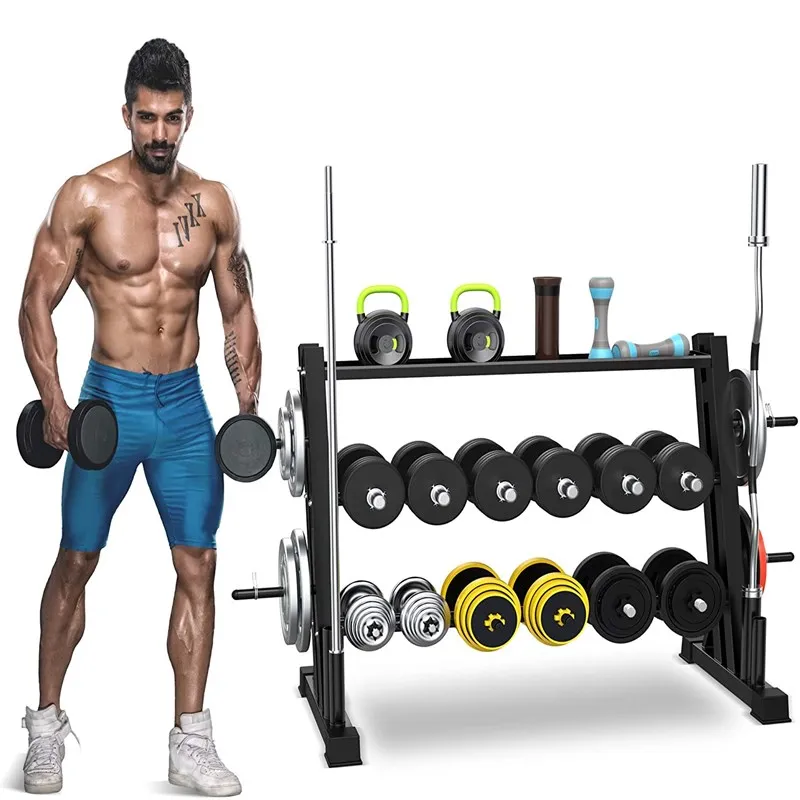 3 Tier Dumbbell Weight Rack For Home Gym Dual Vertical Stand Multifunction Rack Set Frame Sports Fitness Equipments Storage Rack