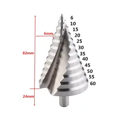 1pc Step Drill Bit 6-60mm 4-32mm Spiral Groove Wood Metal Hole Cutter HSS Round Shank Step Cone Drill Bit