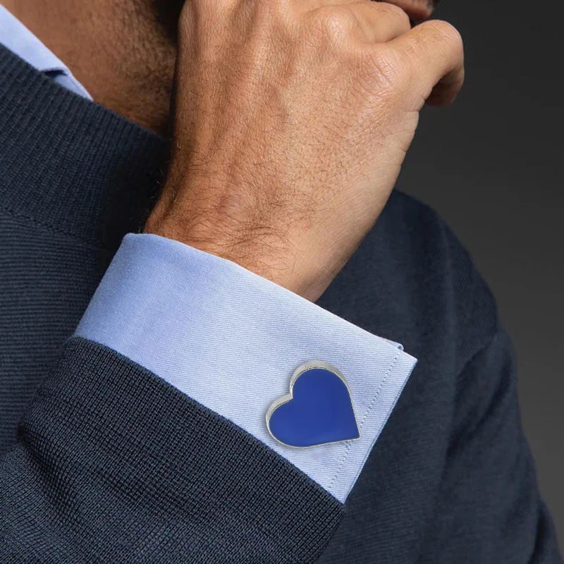 Wedding Banquet Suit Dress Cufflinks for Mens Heart-shaped Shirt Sleeve Nails Cuff Button Luxury Quality Jewelry Gift to Husband