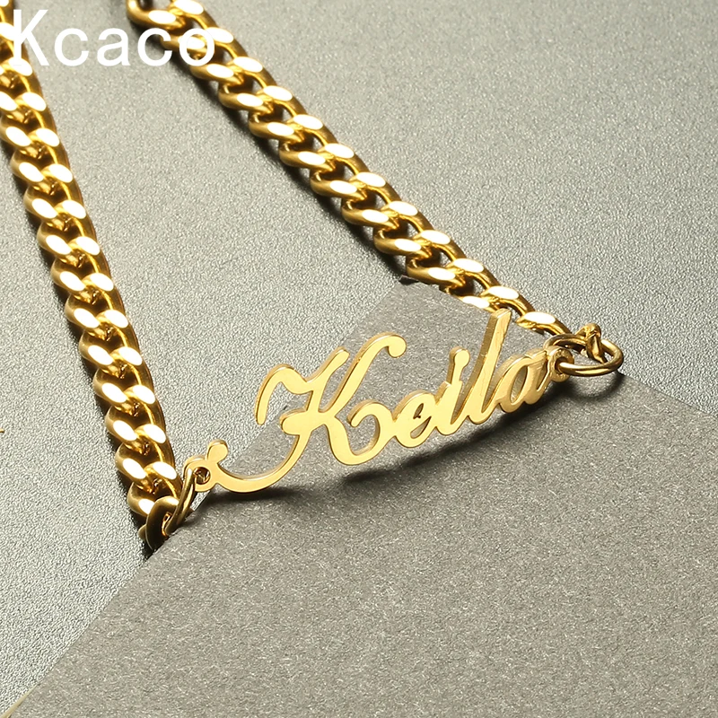 Personalized Customized Hip Hop Jewelry 5mm Cuban Chain Custom Name Gold Silver Color Stainless Steel Bracelets for Men Women