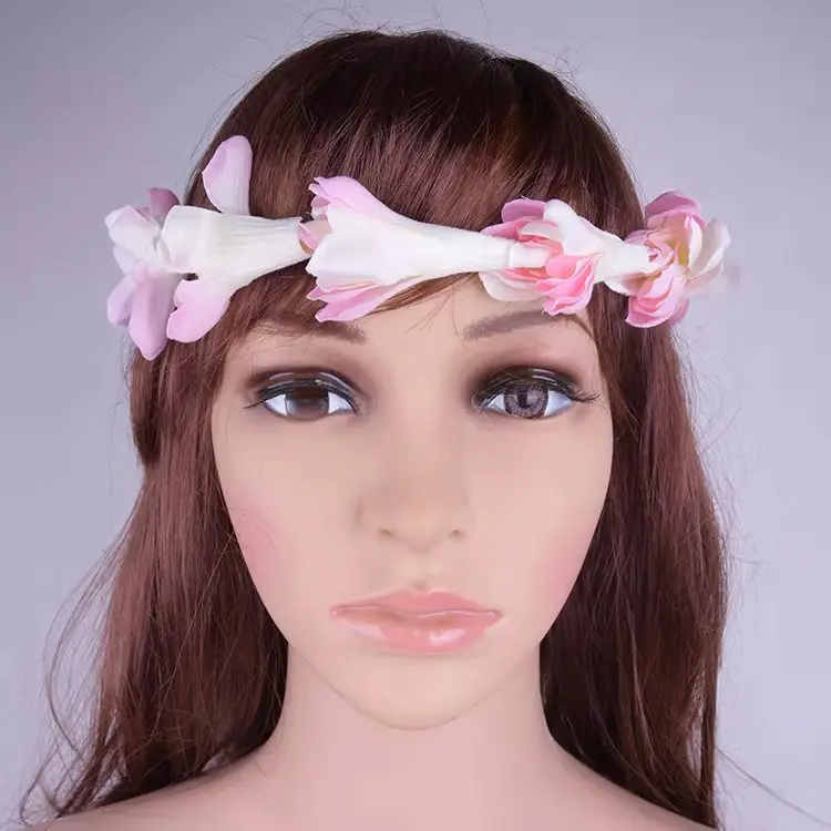 

MIXEDCOLOR Free Shipping HE00001 50pcs/lot 50CM 4Color Artificial Silk Tuberose Elastic Headband Hair Accessories Hawaii Party