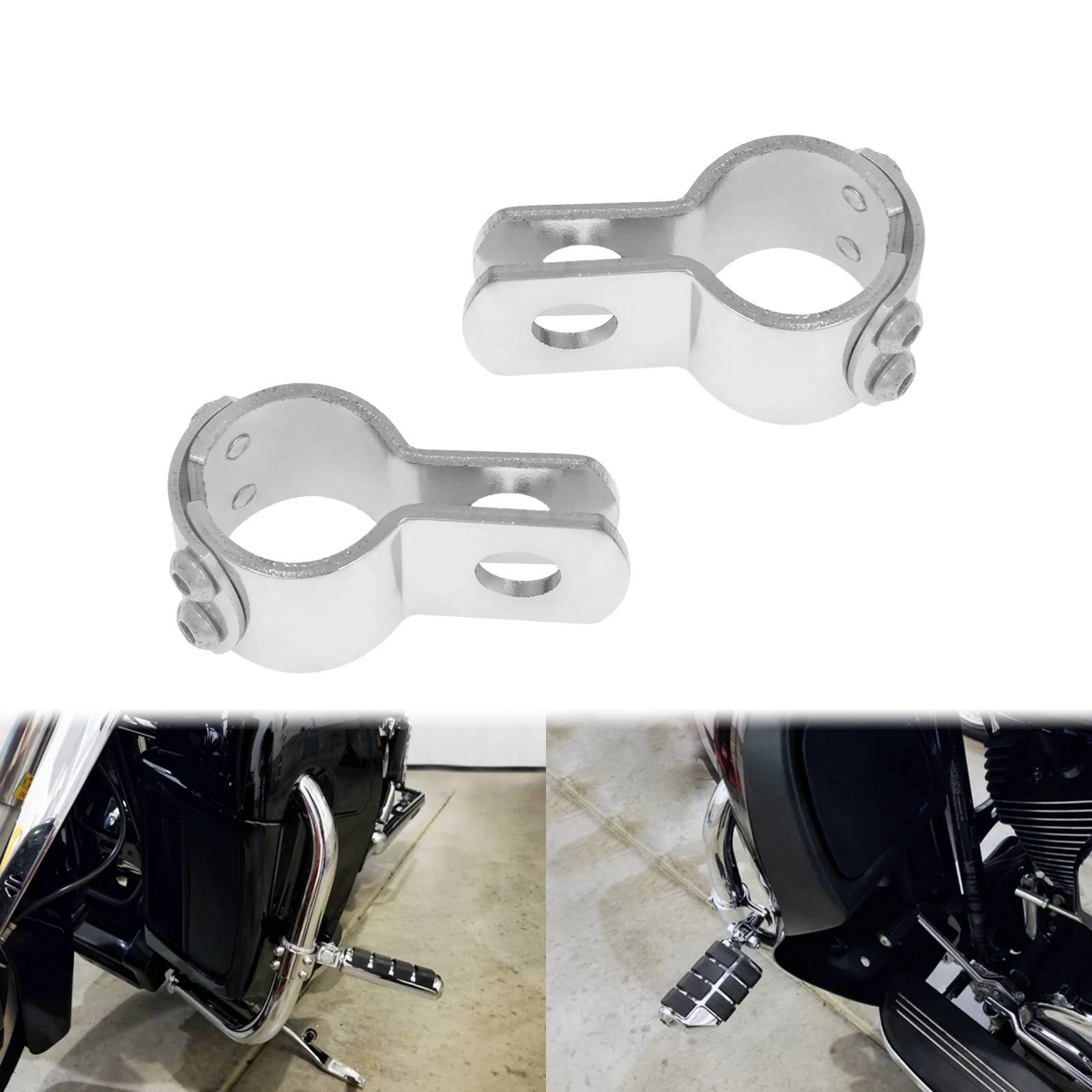 Motorcycle 32mm Engine Guard Crash Bar Footrest Foot Peg Clamps For Kawasaki For Harley Softail Dyna Touring Sportster XL 1200