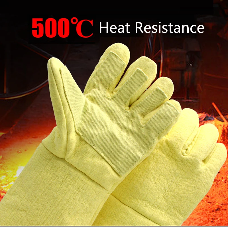 Imagem -03 - Luvas de Segurança de Trabalho de Alta Temperatura Durável Touchable 500 Graus Resistente ao Calor Proteção de Forno de Soldador Retardador de Chamas