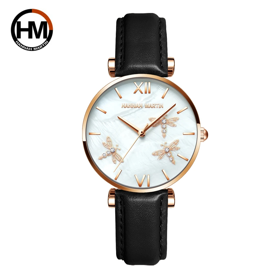 Dragonfly Design 2021 New Luxury Pearl Oyster Scallop Japan Quartz Akoya Pearl Shell Stainless Steel Women Watch Drop Shipping