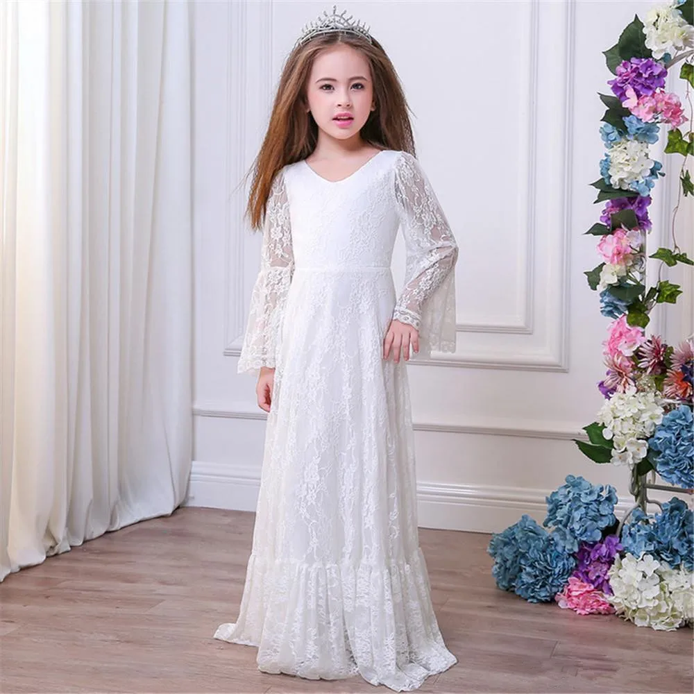 

Applique Sleeveless Flower Girl Dress Birthday Party Girl Gown for Weddings First Communion Dresses for Girls