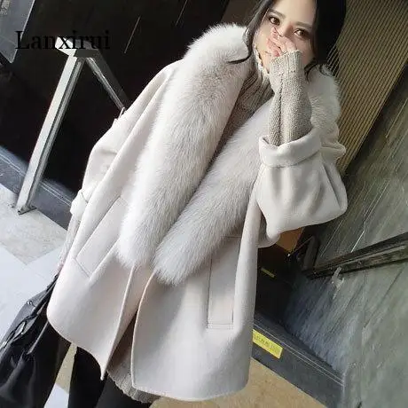 Winter Coat Women Wool Warm 2020 New Winter Coat Female Korean Loose Fur Collar Cocoon Size Large Cloth Coat