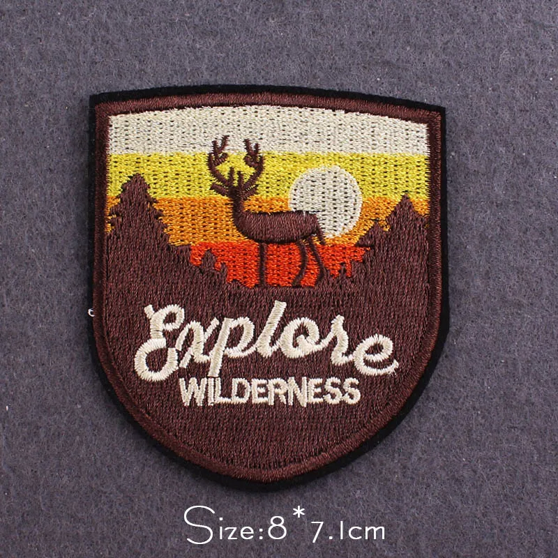 Mountain Patch Nature Adventure Embroidery Patches For Clothing Iron On Patches On Clothes Wilderness Stripe Patch Camping Badge