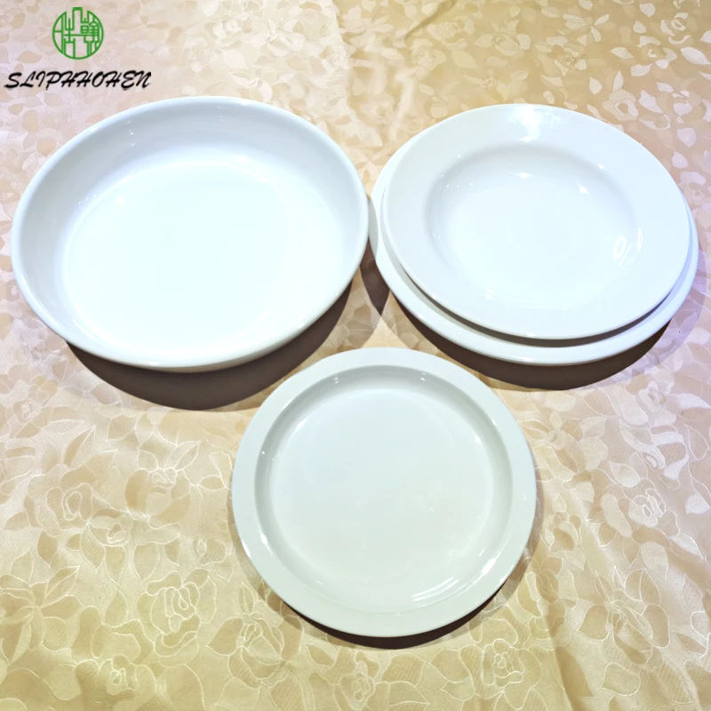 Top-Grade Fashion Restaurant Tableware White Imitation Porcelain Environmental Protection Dinnerware Dinner Plate