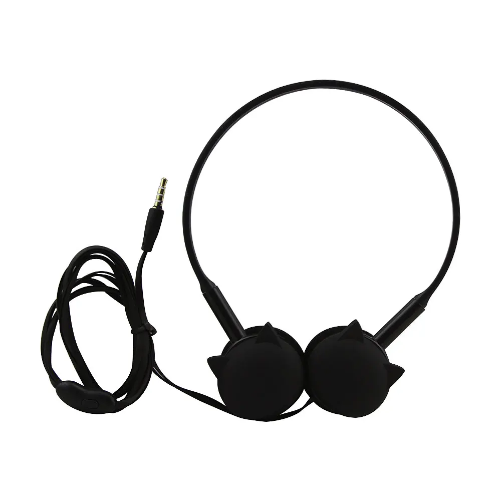 3.5mm Wired Stereo Headset Little Cat Design Earphones with Microphone for PC Computer Laptop Gift