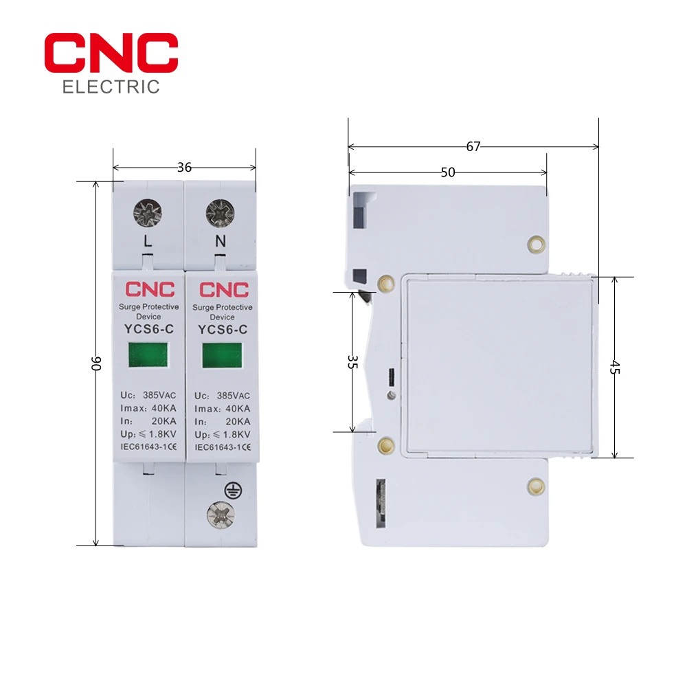 CNC YCS6-C AC SPD 2P House Surge Protector protection Protective Low-voltage Arrester Device  20KA-40KA 385V