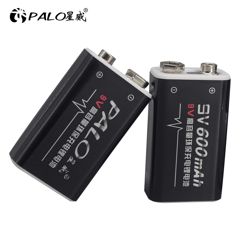 

PALO 1-16pcs 9V 6F22 600mAh Rechargeable Battery 9 volt lithium li-ion batteries for RC Helicopter Model Microphone Toy