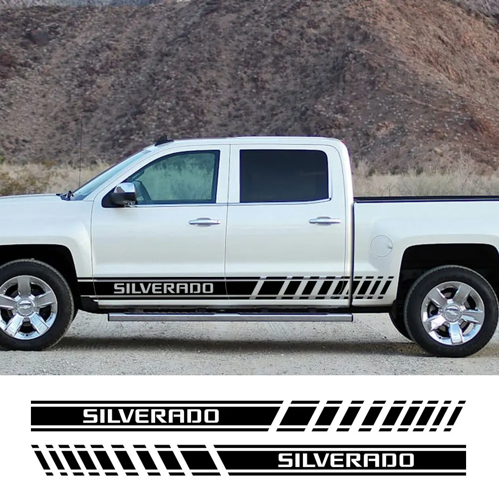 Pickup Door Side Stickers For Chevrolet Silverado 1500 LT LTZ WT Trail Boss RST Truck Stripes Decal Decor Cover Auto Accessories