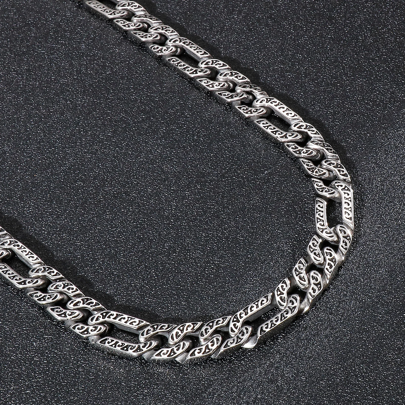 Fongten 10mm Figaro Chain Men Necklace Stainless Steel Cuban Chain Charm Choker Necklace Male Silver Color Heavy Jewelry