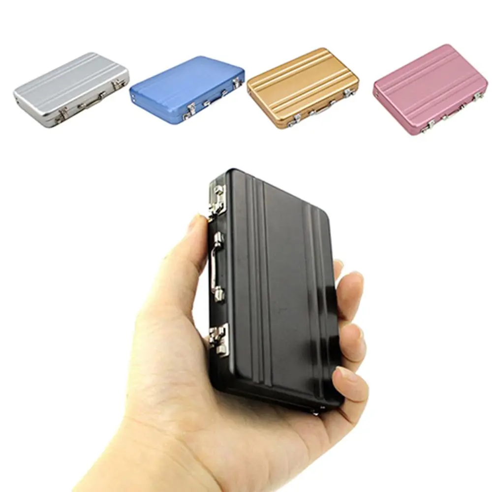 1pcs Aluminum Card Holder Men Metal Business ID Credit Card Case Mini Suitcase Bank Card Box Women Fashion Jewelry Organizer