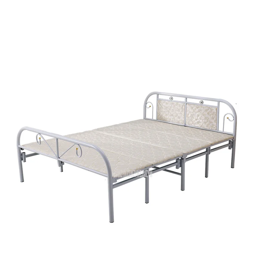 100cm Width Four-fold Foldable Bed Modern Style Home Household Adult Single Person Bed Simple Leisure Iron Frame Folding Bed