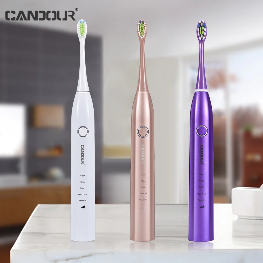 CANDOUR CD-5168 Sonic elektrikli diş fırçası 15 mod USB şarj edilebilir otomatik diş fırçası USB şarj edilebilir su geçirmez diş fırçası