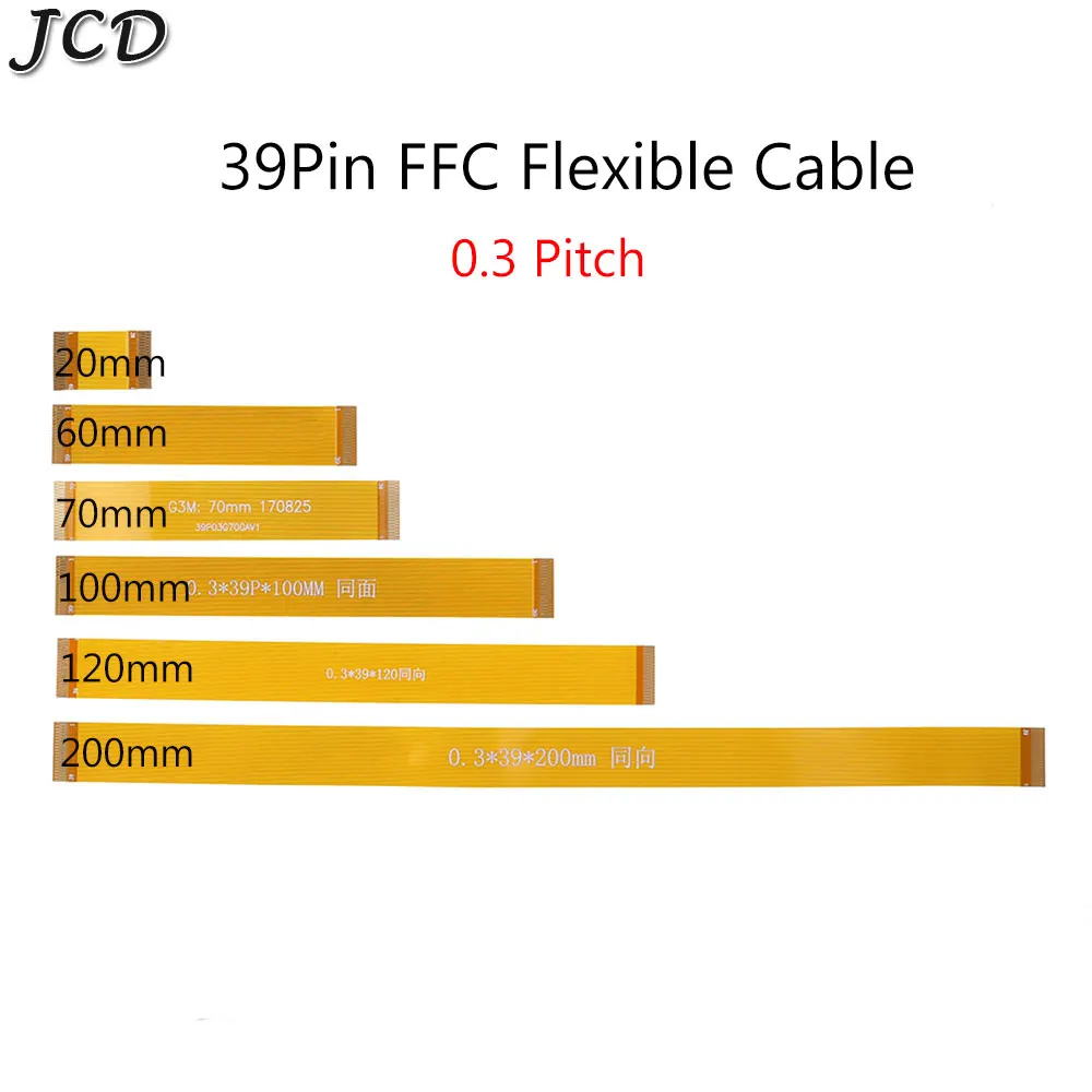 JCD 1pcs 39Pin  Gold plated FPC FFC Connector Flexible flat Cable 0.3 mm Pitch Line 28 30 60 100 120 150 200 350 mm