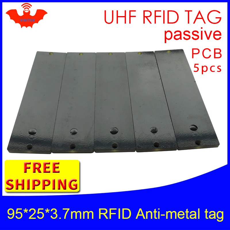 UHF RFID metal tag 915mhz 868mhz Alien Higgs3 EPC 5pcs free shipping 95*25*3.7mm long-range rectangle PCB smart passive RFID tag