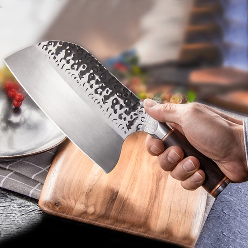 8-inch Chinese Chef\'s Knife Whetstone Hand-forged Kitchen Knife Stainless Steel Meat Cleaver Fish Slaughter Knife