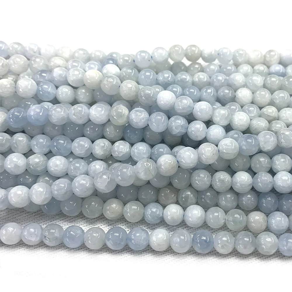 Veemake Natural Blue Angelite Anhydrite Celestite Celestine Round Loose Beads 6mm 8mm 10mm 12mm