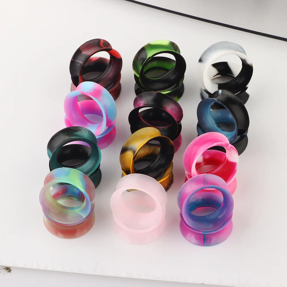 24 sztuk/partia miękkiego silikonu tunele wskaźniki uszu wtyczki nosze Expander 6mm/8mm/10mm/12mm/14mm/16mm piercing biżuteria