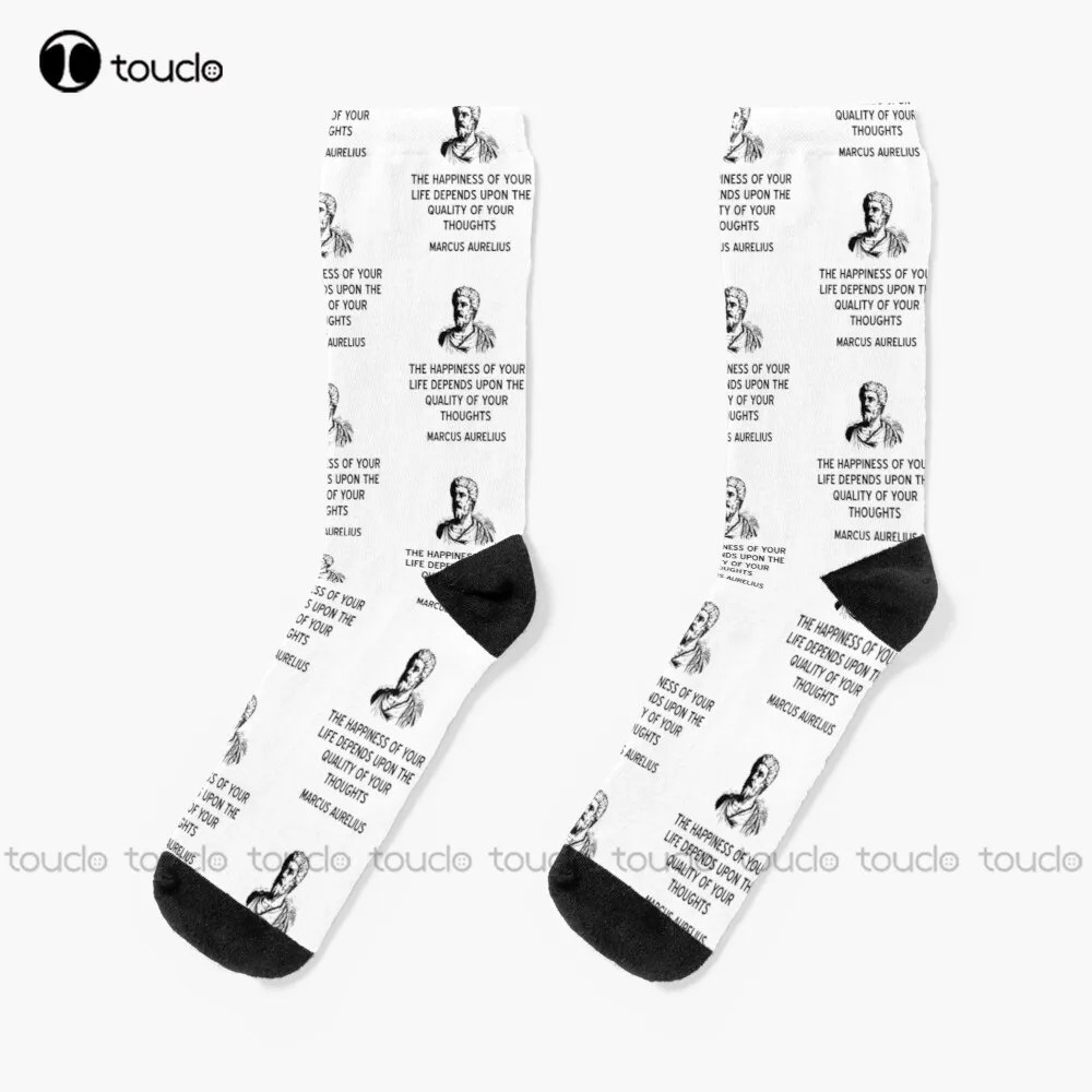 

Stoic Marcus Aurelius Quote On Happiness Socks Girls Socks Personalized Custom Unisex Adult Teen Youth Socks 360° Digital Print