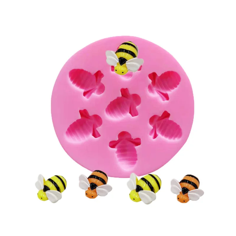 Bee Flower Shape Silicone Mold Epoxy Resin DIY Cake Baking Decoration Fudge Pudding Chocolate Mold Bee Jewelry Silicone Mold