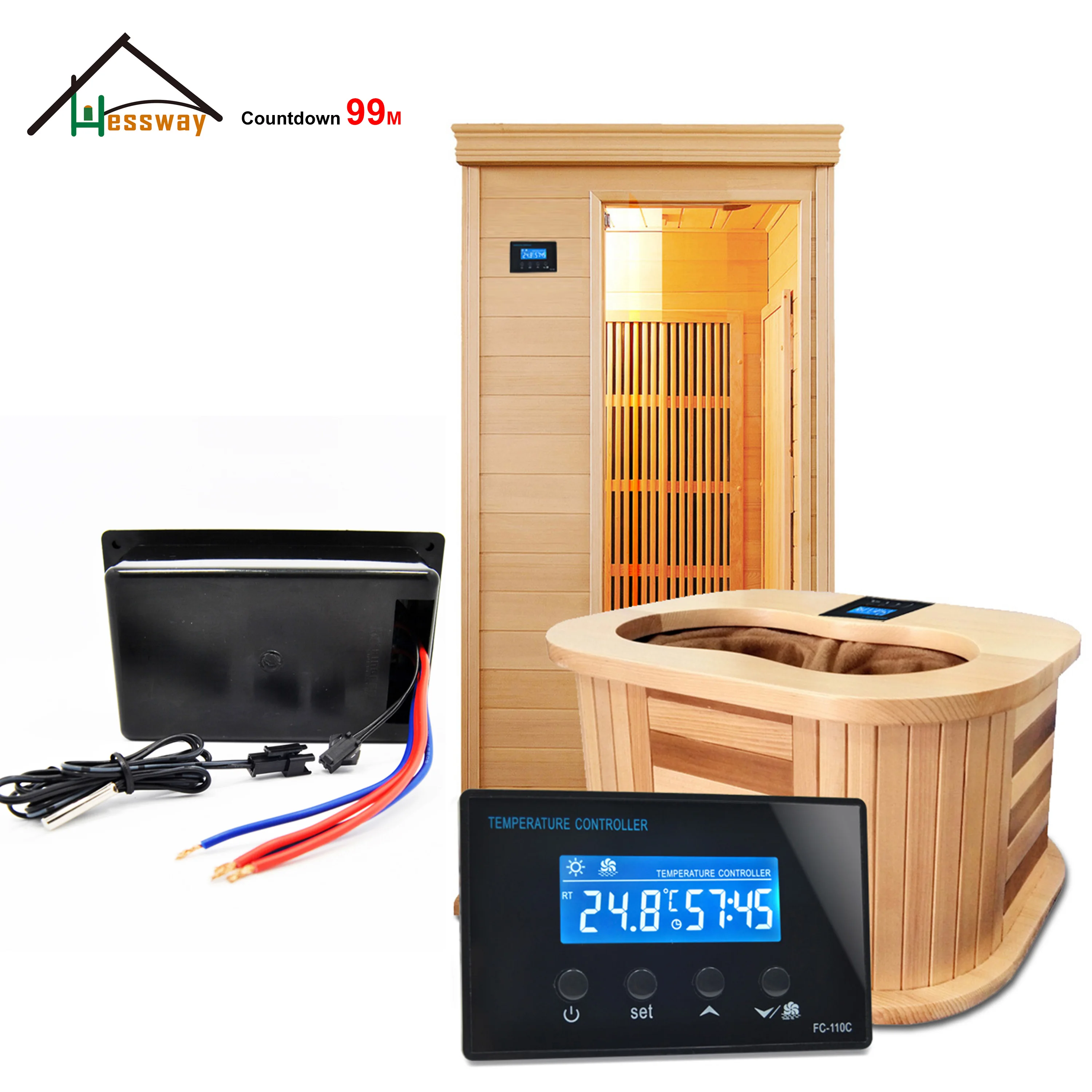 Controlador de termostato de sauna asequible con sensor NTC 30A 10A 110V 220V Ajuste de sincronización de relé