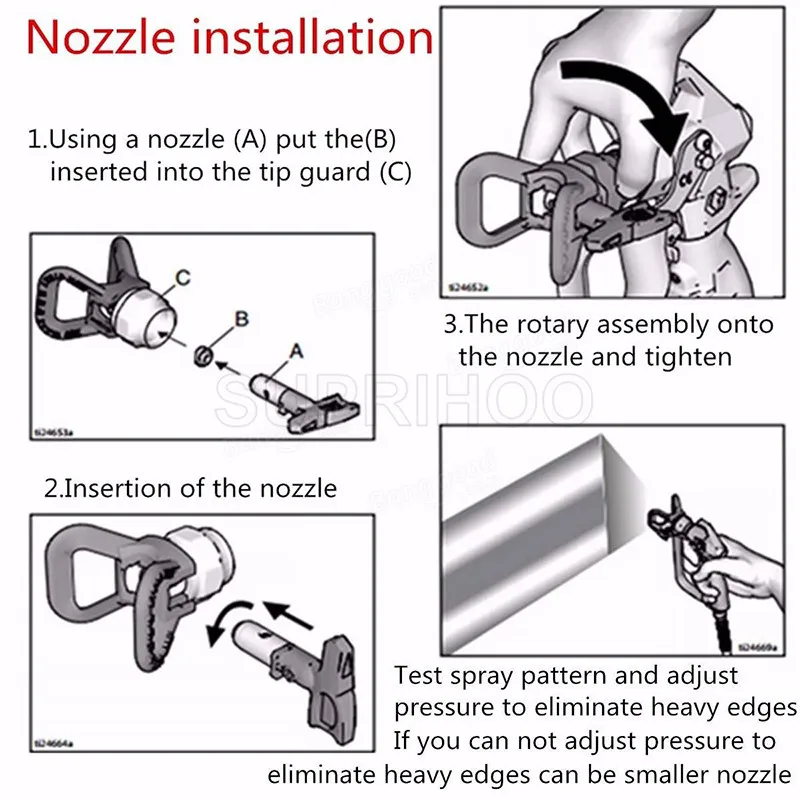 Suprihoo 1-6 Series Airless Tips Nozzle Fine Finish Low Pressure with 7/8 Nozzle Guard For Airless Paint Spray Sprayer Gun