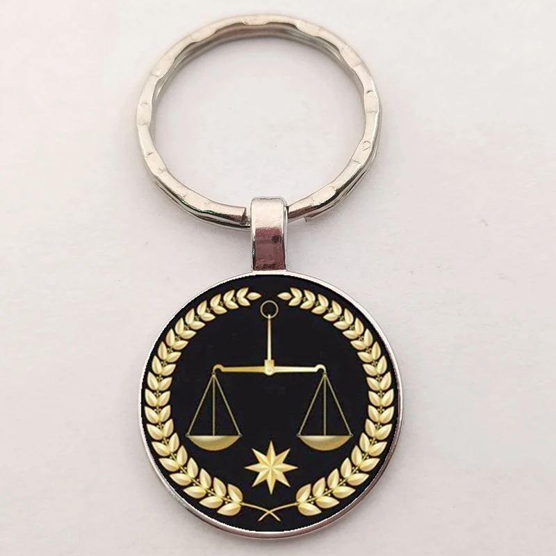 New  Unique Justice Referee Glass moon Keychain Exquisite Balance Key Ring Fashion Men Women Jewelry Key Chain Gift Souvenir