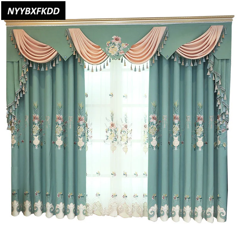 European Style Living Room Embroidered Curtains Bedroom Dining Luxury Villa Guest Curtains Embroidered Exquisite Curtains