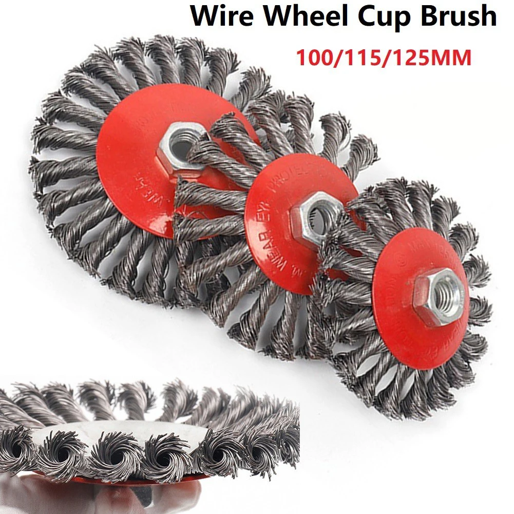 100/115/125mm Wire Brush Twist Knot Wire Wheel Brush Rotary Disc For Angle Grinder Rust Burr Paint Removal Polishing Grinde