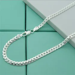 New 925 Sterling Silver Necklace Unisex 5MM Flat Snake Link Chain Lobster Clasp Collares Necklaces For Women Men Jewelry  Gift