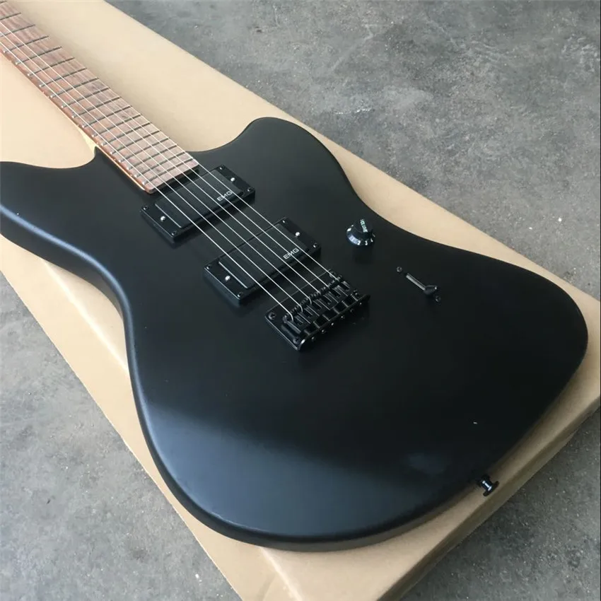 Guitarra eléctrica con diapasón de palisandro, guitarra eléctrica con hardwares negros, maestro de jazz, pintura mate, jim root, fábrica wholeasle