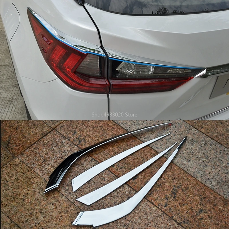 

For LEXUS RX 2016 2017 ABS Chrome Rear Tail Light Lamp Eyebrow Cover Taillight Trims Eyelid Strips Decoration Car Styling 4Pcs