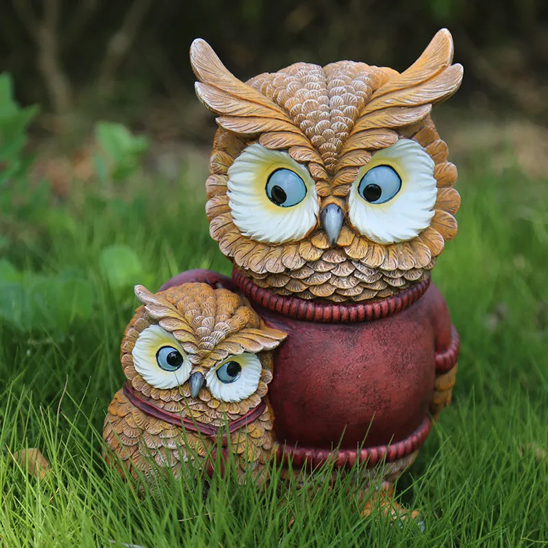 

American Resin Simulation Animal Owl Fox Ornaments Garden Landscape Sculpture Figurines Crafts Villa Outdoor Furnishing Decor