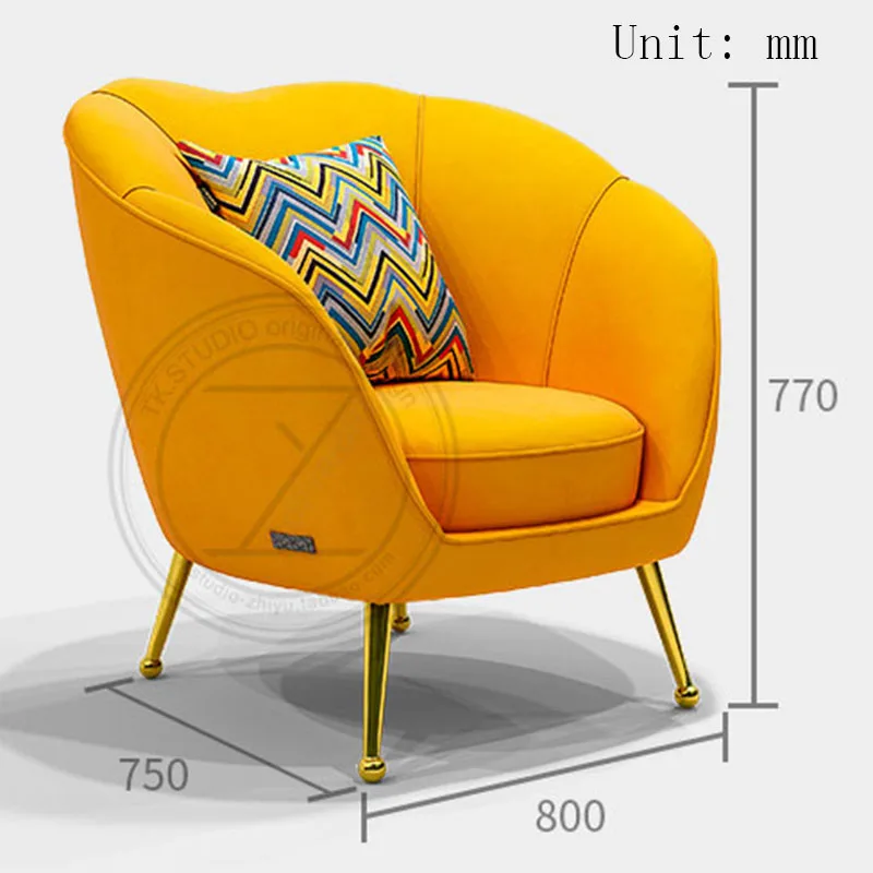 Licht luxus post-moderne samt einzigen kleinen sofa designer blütenblatt shell Amerikanischen tuch lounge stuhl