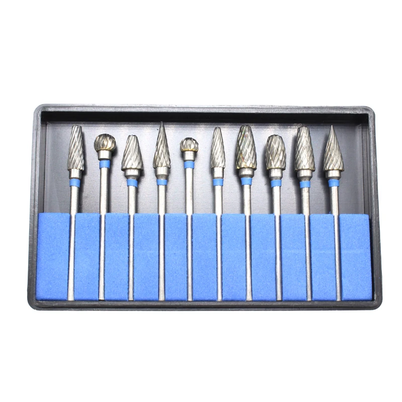 10Pcs/Set Tungsten Steel Dental Carbide Burs Lab Burrs Tooth Drill Dental Lab Materials Dentist Instrument Diameter 2.35mm