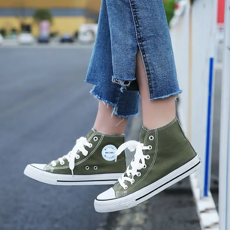 Men\'s shoes High-top Canvas Shoes Fashion Style Footwear Couple High-top Canvas Shoes Casual Shoes Non-slip Student Shoes