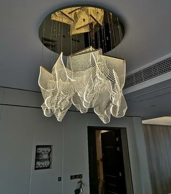 Postmodern Golden Art Paper Pendant Lights