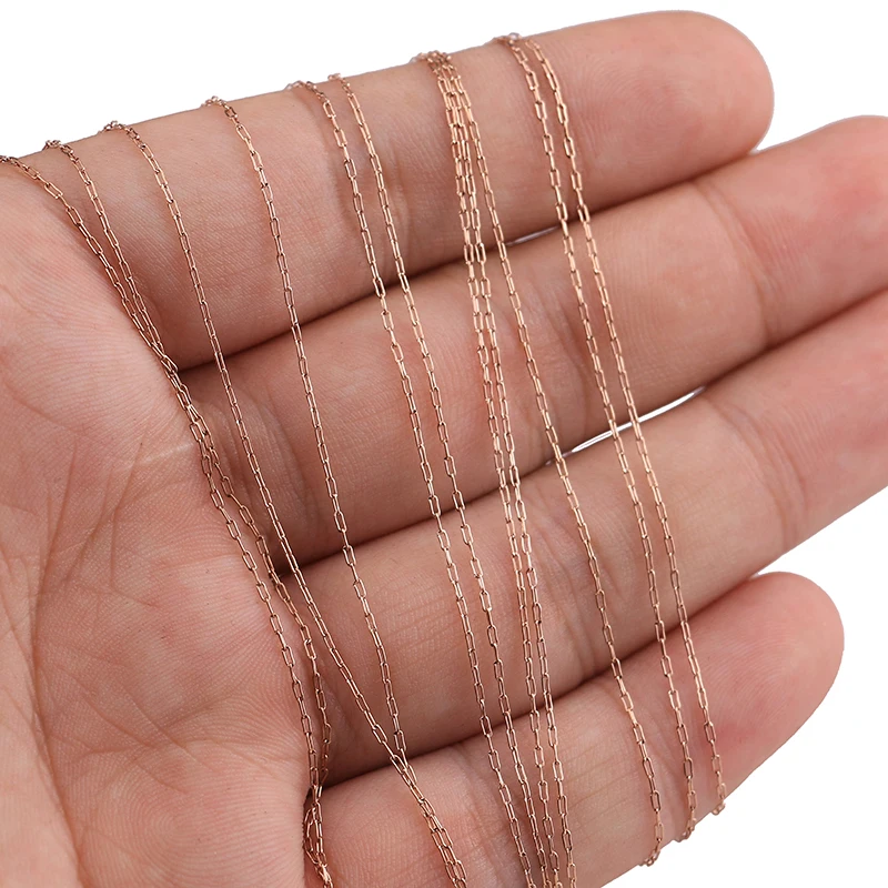 2m Stainless Steel rose Gold Steel Link Necklace Chain 0.25mm Thin Beading Cable Chains For Jewelry Making DIY Findings Supplies