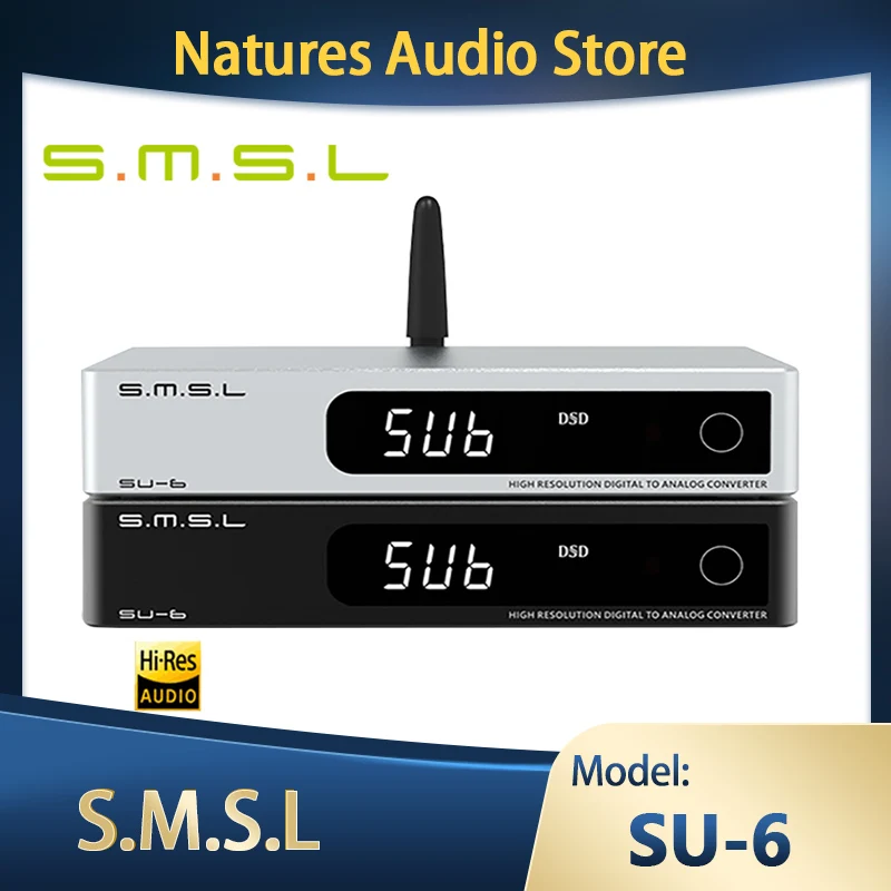 SMSL SU-6  SU6 HIFI Desktop mini audio USB DAC Decoder ES9038Q2M OPA1612*4 32Bit/768kHz DSD512 Bluetooth 5.0 with remote control