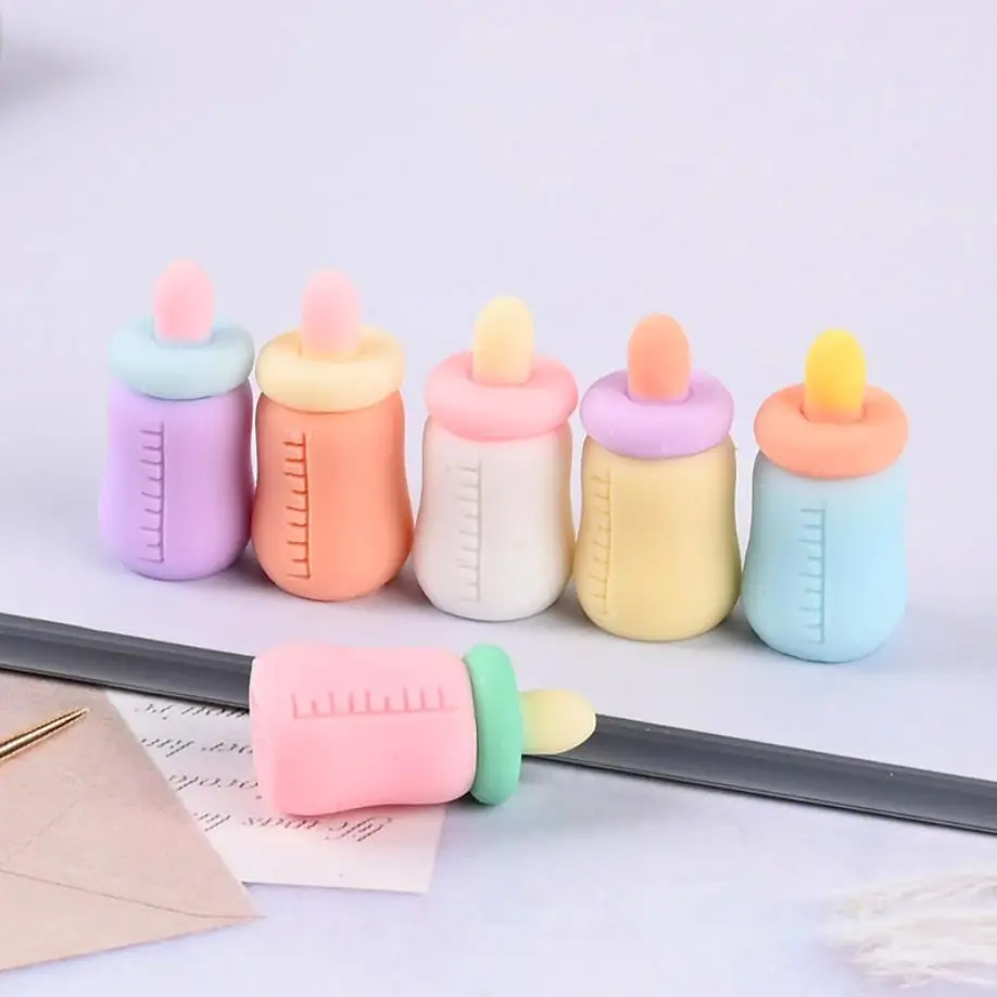 100pcs Resin Kawaii Mini Baby Feeding Bottle 3D Cans DIY Scrapbooking Craft Decoration Charm for Children Gifts Accessories