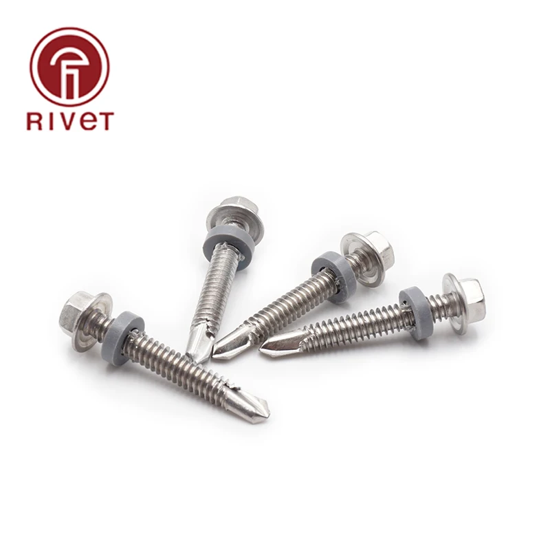 410 Stainless Steel M5.5 With Washer External Hexagonal Self Drilling Screw Bolt Tapping Drilling Tail Screw For Woodenwork 20PC