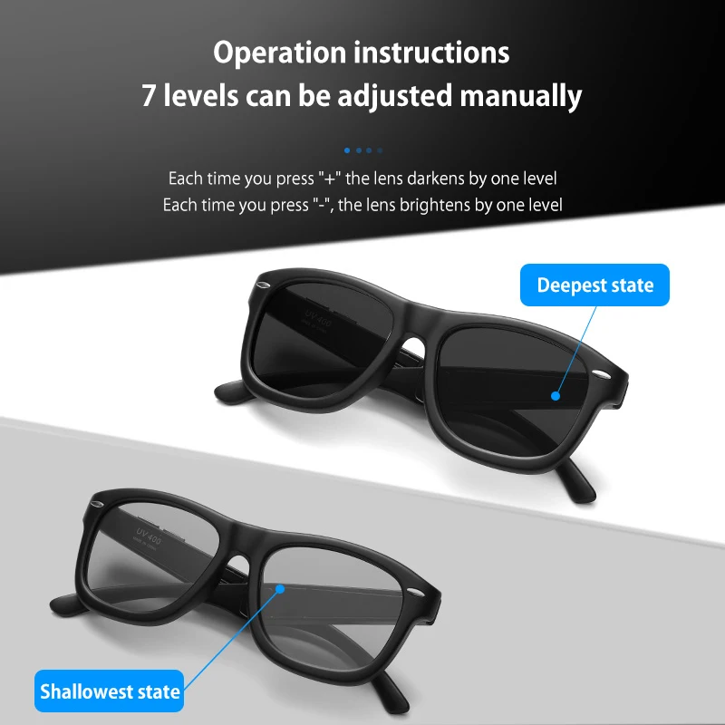 LCD Dimming Sunglasses NEW Original Designed Sunglasses LCD Polarized Lenses 7 Color Adjustable Darkness Liquid Crystal Lens