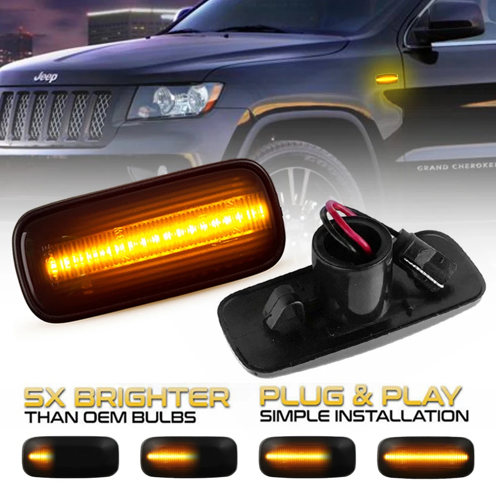 For Jeep compass Grand Cherokee Chrysler 200 300C Dodge Journey Avenger Lancia LED Side Marker Lamps Dynamic Turn Signal Light